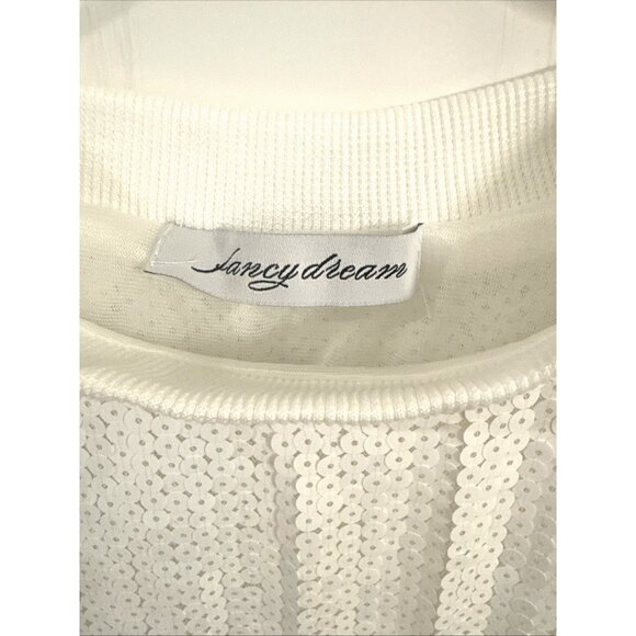 Happy Mardi Gras Sequin Dress/Tunic in White One Size Fits Most - Picture 3 of 5